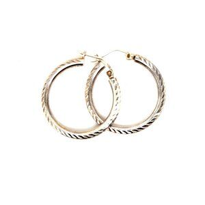925 Silver Diamond Cut Hoops Earrings